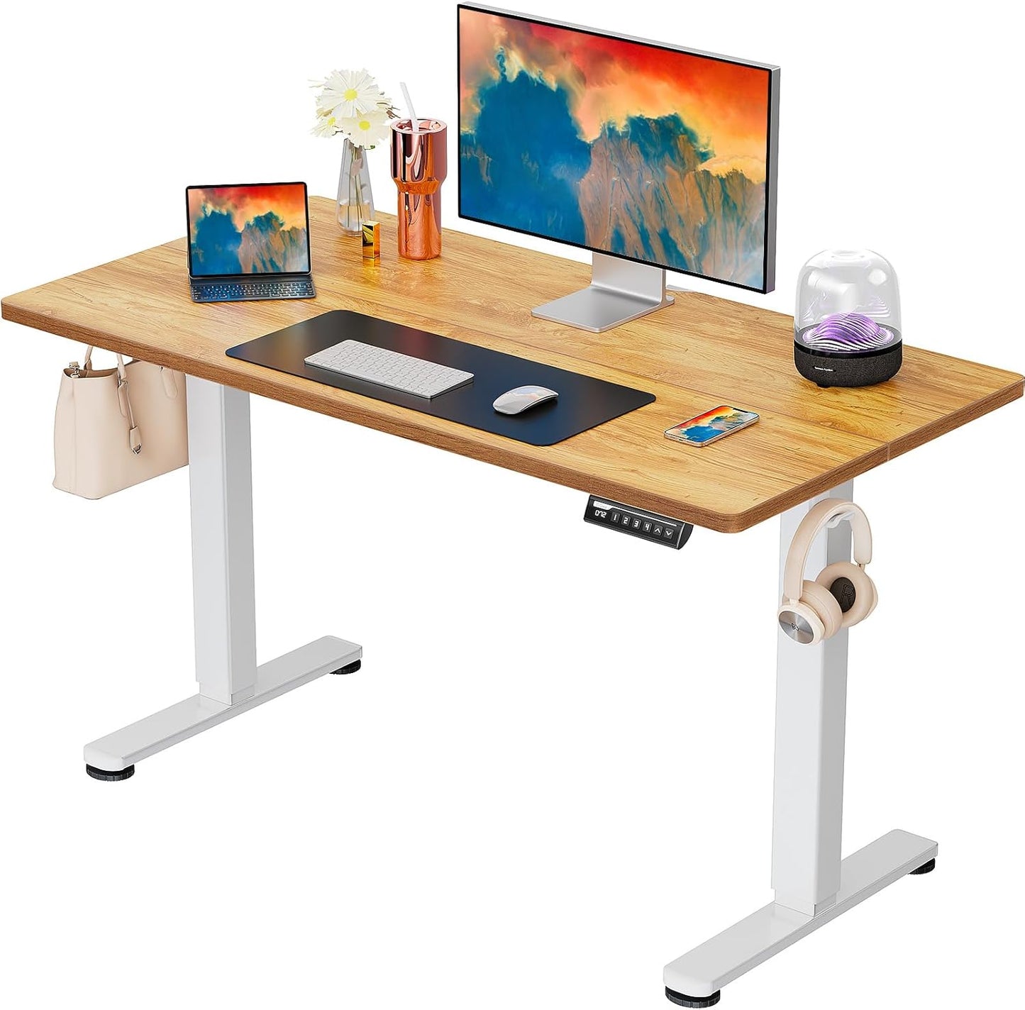 Ergear Height Adjustable Electric Standing Desk, 48 X 24 Inches Sit Stand up Desk, Memory Computer Home Office Desk (Black)