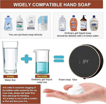 Monstake Automatic Soap Dispenser Touchless Auto Foaming Hands Free Wall Mount Foam Hand Soap Dispenser Electric Plastic Modern Rechargeable Smart Dish Soap Dispenser for Bathroom Kitchen Black Dispenser