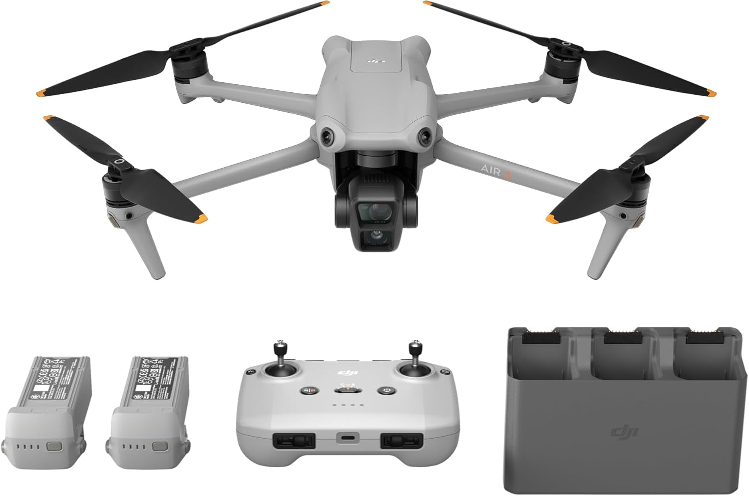 DJI Air 3 Fly More Combo with RC-N2 Remote Controller, Drone with Camera 4K, Dual Primary Cameras, 3 Batteries for Extended Flight Time, 48MP Photo, Camera Drone for Adults, FAA Remote ID Compliant