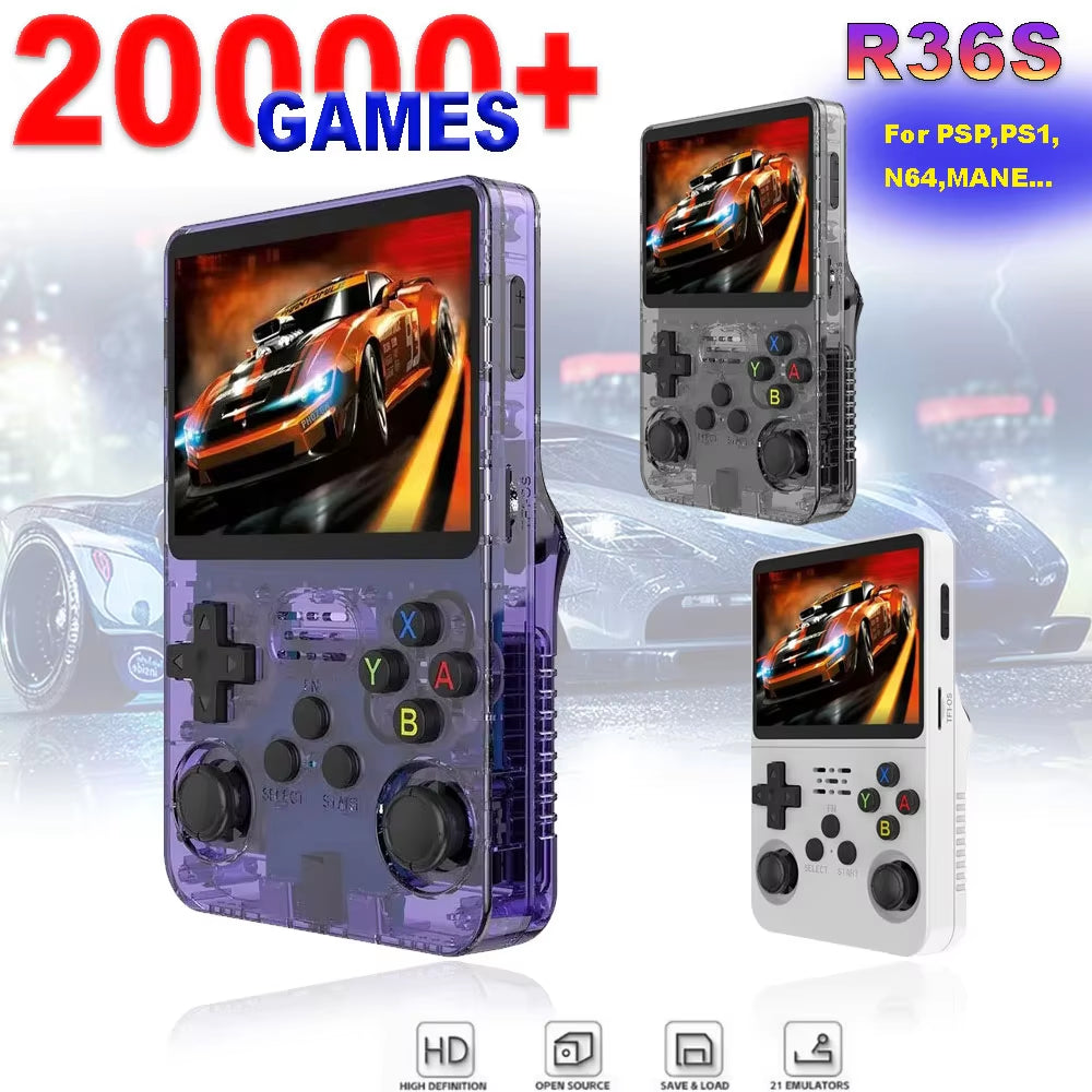 R36S Handheld Game Console 3.5 Inch IPS Screen 64G Linux Portable Video Games Player Open Source System Arcade Retro Games