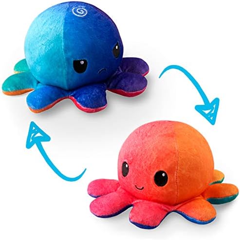 Teeturtle - the Original Reversible Octopus Plushie - Glow in the Dark - Cute Sensory Fidget Stuffed Animals That Show Your Mood