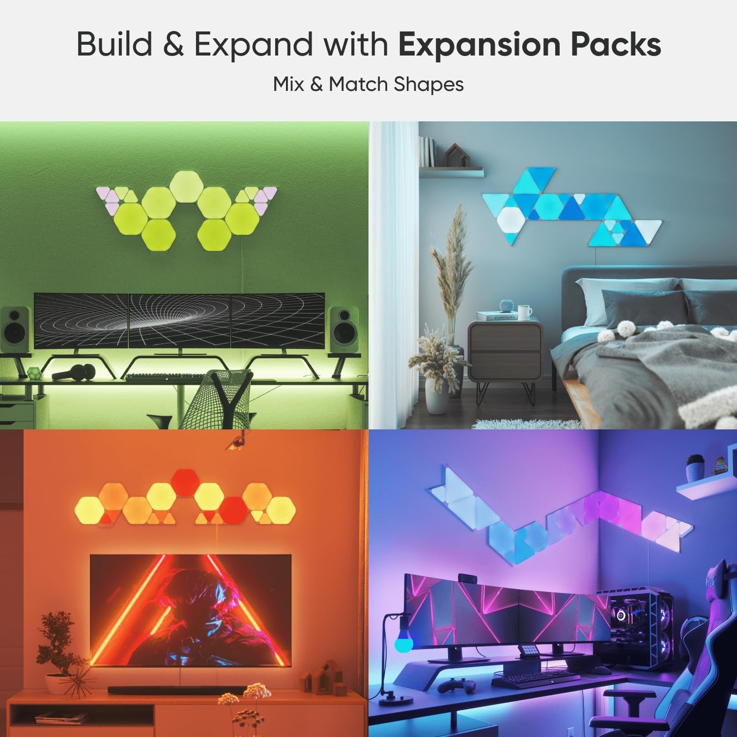 Nanoleaf Shapes Wifi and Thread Smart RGBW 16M+ Color LED Dimmable Gaming and Home Decor Wall Lights Smarter Kits Hexagons Smarter Kit (7 Pack)