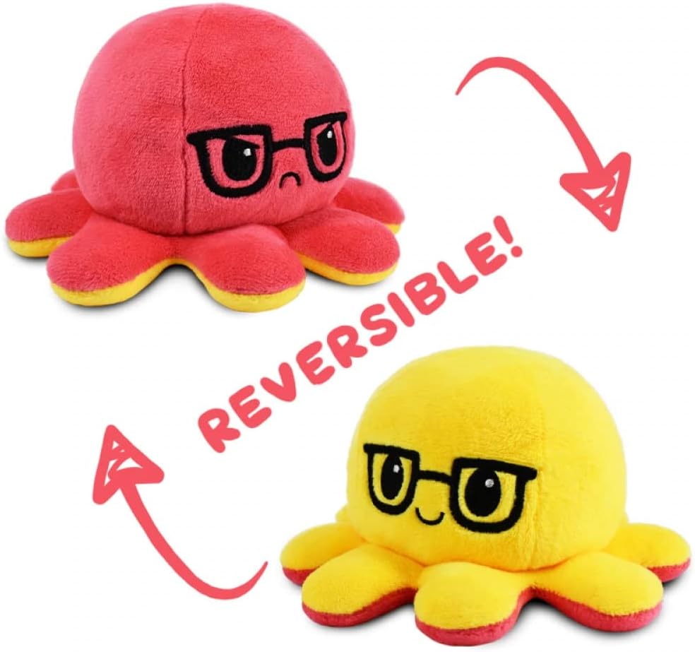 Teeturtle - the Original Reversible Octopus Plushie - Glow in the Dark - Cute Sensory Fidget Stuffed Animals That Show Your Mood