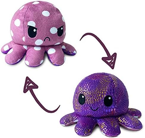 Teeturtle - the Original Reversible Octopus Plushie - Glow in the Dark - Cute Sensory Fidget Stuffed Animals That Show Your Mood