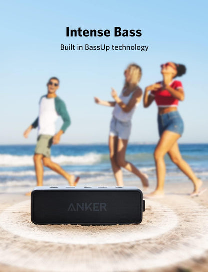 Anker Soundcore 2 Portable Bluetooth Speaker with IPX7 Waterproof, 24-Hour Playtime, Wireless Stereo Pairing, 12W Stereo Sound, Bluetooth 5, Bassup, Electronics for Home, Shower, Outdoors, Travel