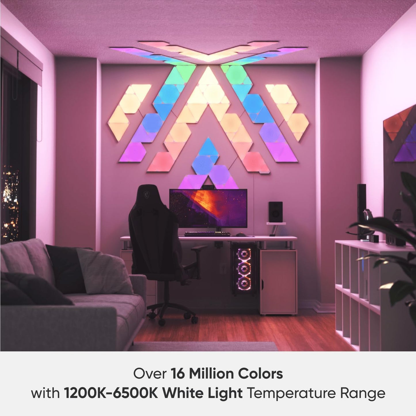 Nanoleaf Shapes Wifi and Thread Smart RGBW 16M+ Color LED Dimmable Gaming and Home Decor Wall Lights Smarter Kits Hexagons Smarter Kit (7 Pack)