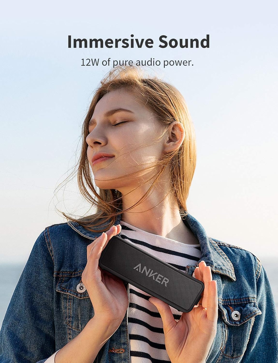 Anker Soundcore 2 Portable Bluetooth Speaker with IPX7 Waterproof, 24-Hour Playtime, Wireless Stereo Pairing, 12W Stereo Sound, Bluetooth 5, Bassup, Electronics for Home, Shower, Outdoors, Travel