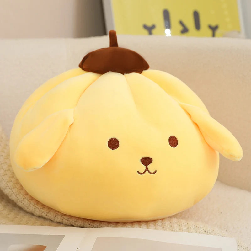 Sanrio Series Plush Toys Kawaii Round Cinnamoroll Pom Pom Purin Plush Pillow Cute Chubby Sofa Cushion Soft Sleeping Pillow Gifts