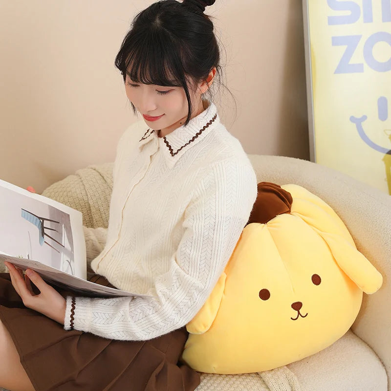 Sanrio Series Plush Toys Kawaii Round Cinnamoroll Pom Pom Purin Plush Pillow Cute Chubby Sofa Cushion Soft Sleeping Pillow Gifts