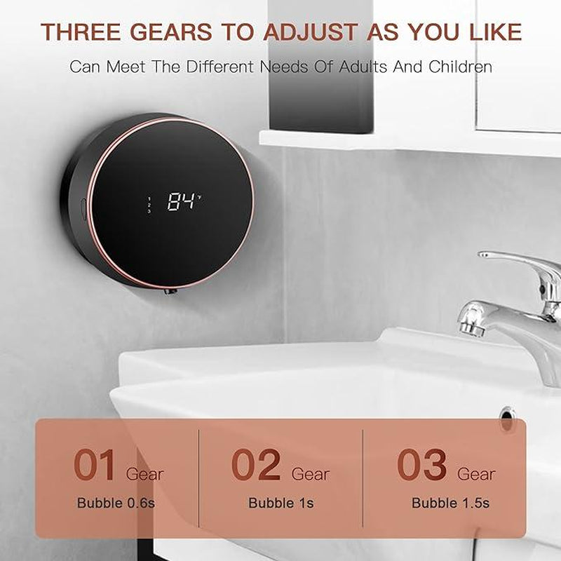 Monstake Automatic Soap Dispenser Touchless Auto Foaming Hands Free Wall Mount Foam Hand Soap Dispenser Electric Plastic Modern Rechargeable Smart Dish Soap Dispenser for Bathroom Kitchen Black Dispenser